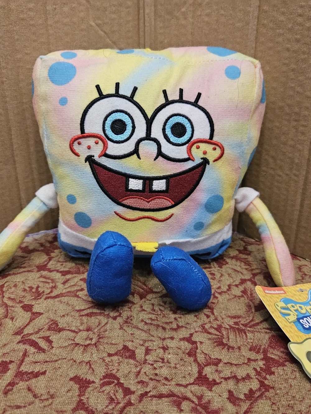 SpongeBob SquarePants Plush Rainbow Tie Dye New With Tags Stuffed 2023